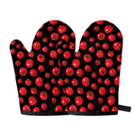 Red Tomato Pattern Print Oven Mitts