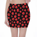 Red Tomato Pattern Print Pencil Mini Skirt