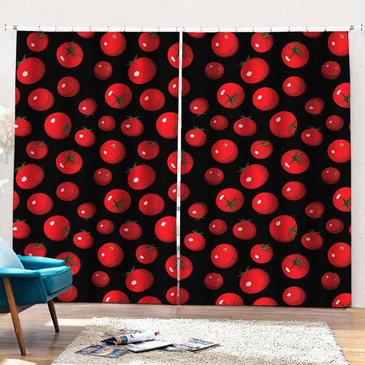 Red Tomato Pattern Print Pencil Pleat Curtains