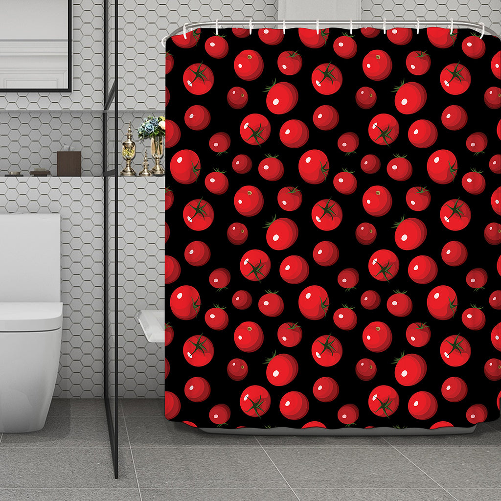 Red Tomato Pattern Print Polyester Shower Curtain
