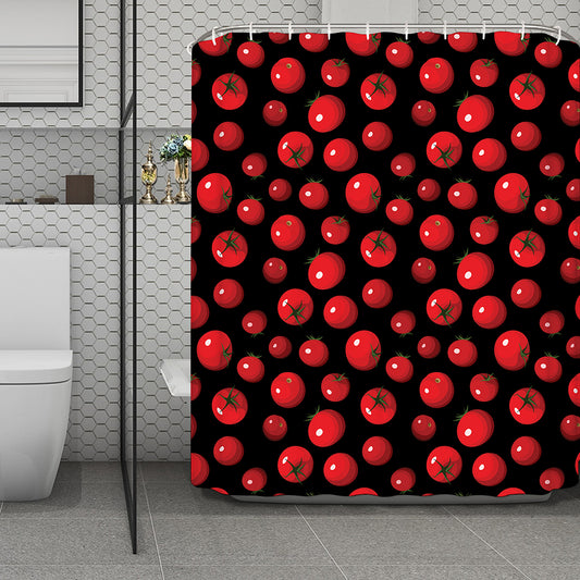 Red Tomato Pattern Print Polyester Shower Curtain