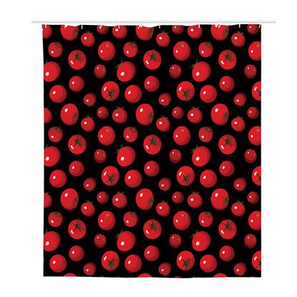 Red Tomato Pattern Print Polyester Shower Curtain