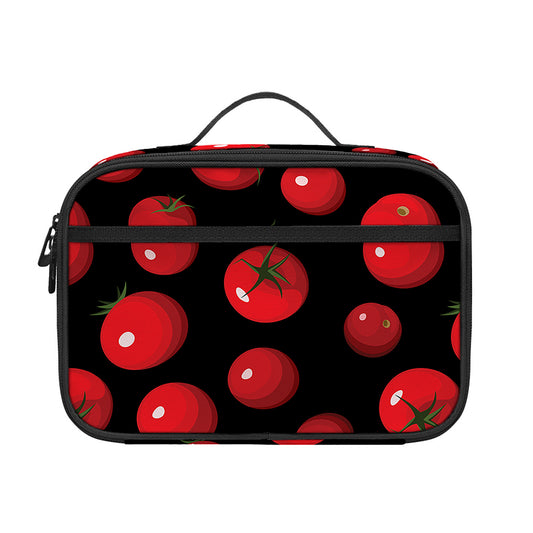 Red Tomato Pattern Print Portable Lunch Bag