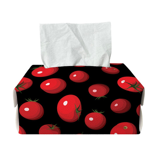 Red Tomato Pattern Print Rectangle Tissue Box Cover
