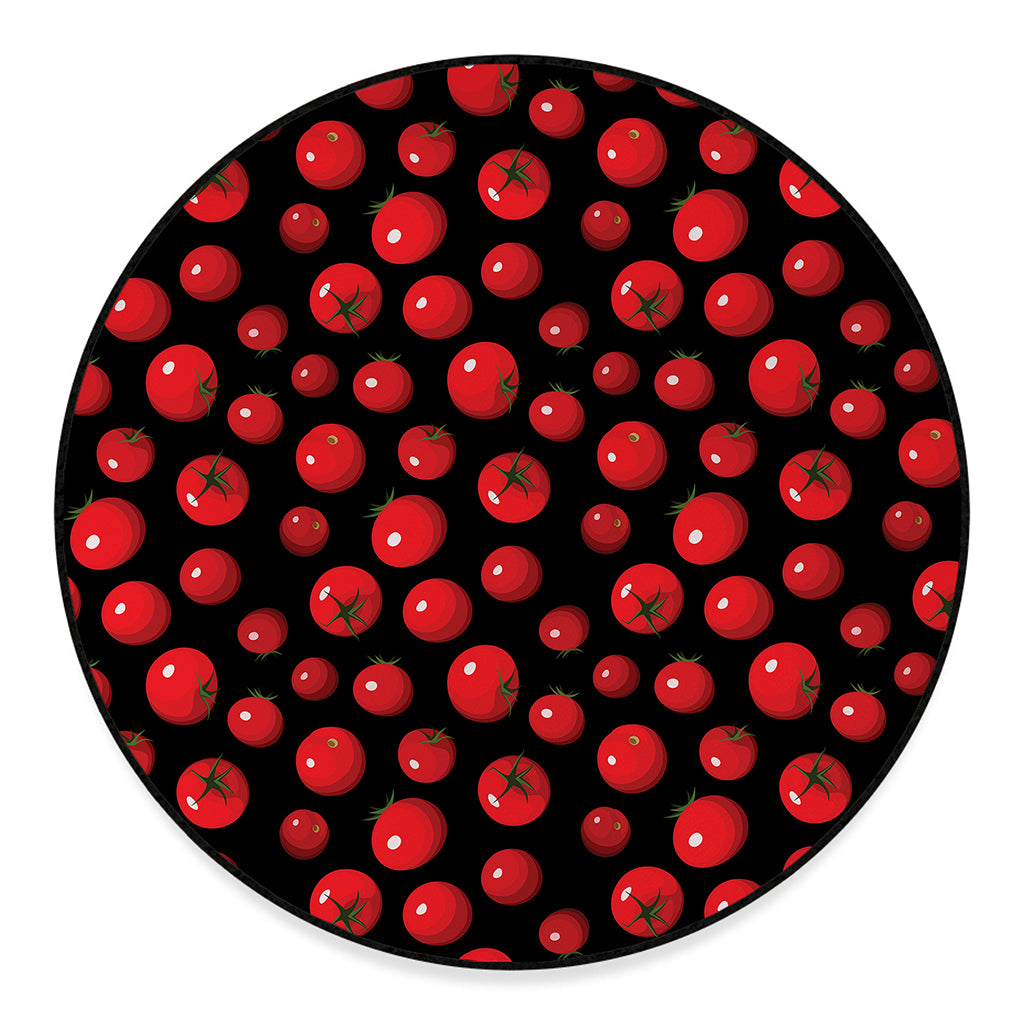 Red Tomato Pattern Print Round Floor Mat