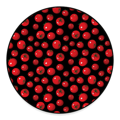 Red Tomato Pattern Print Round Floor Mat