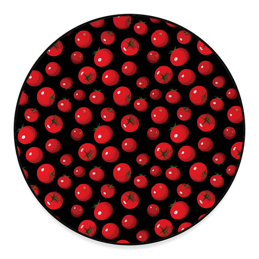 Red Tomato Pattern Print Round Floor Mat