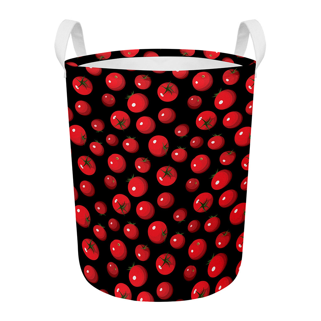 Red Tomato Pattern Print Round Laundry Basket