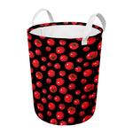 Red Tomato Pattern Print Round Laundry Basket