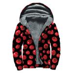 Red Tomato Pattern Print Sherpa Lined Zip Up Hoodie