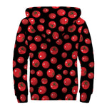 Red Tomato Pattern Print Sherpa Lined Zip Up Hoodie