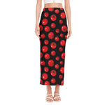 Red Tomato Pattern Print Side Slit Maxi Skirt
