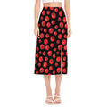 Red Tomato Pattern Print Side Slit Midi Skirt
