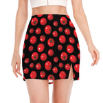 Red Tomato Pattern Print Side Slit Mini Skirt