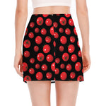 Red Tomato Pattern Print Side Slit Mini Skirt