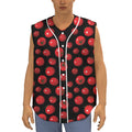 Red Tomato Pattern Print Sleeveless Baseball Jersey