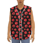 Red Tomato Pattern Print Sleeveless Baseball Jersey