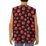 Red Tomato Pattern Print Sleeveless Baseball Jersey