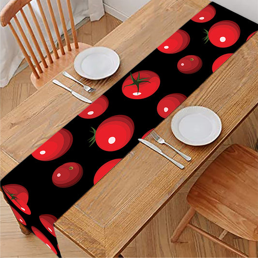 Red Tomato Pattern Print Table Runner