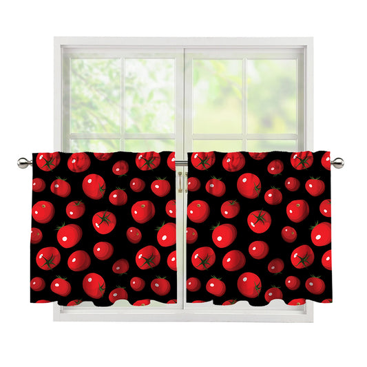 Red Tomato Pattern Print Tier Curtains