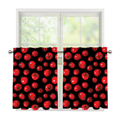 Red Tomato Pattern Print Tier Curtains