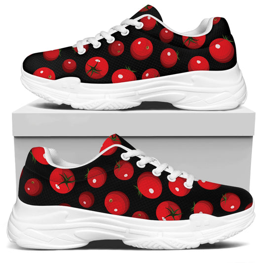 Red Tomato Pattern Print White Chunky Shoes