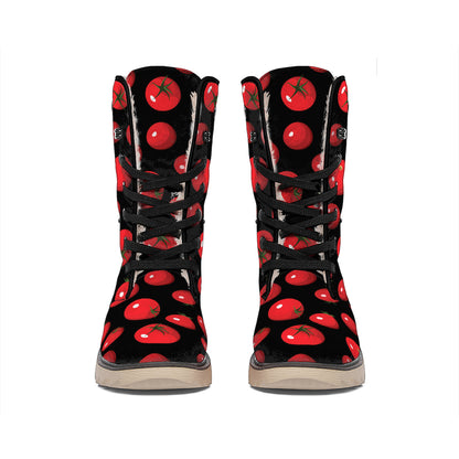 Red Tomato Pattern Print Winter Boots