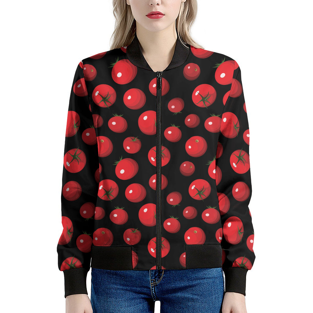 Red Tomato Pattern Print Women's Bomber Jacket
