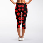 Red Tomato Pattern Print Women's Capri Leggings