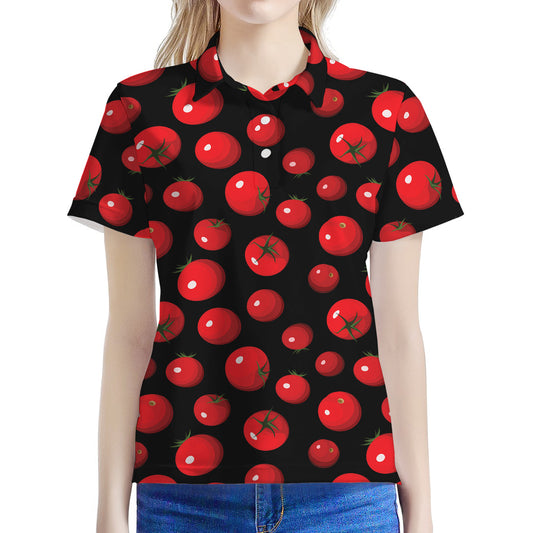 Red Tomato Pattern Print Women's Polo Shirt