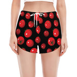 Red Tomato Pattern Print Women's Split Running Shorts