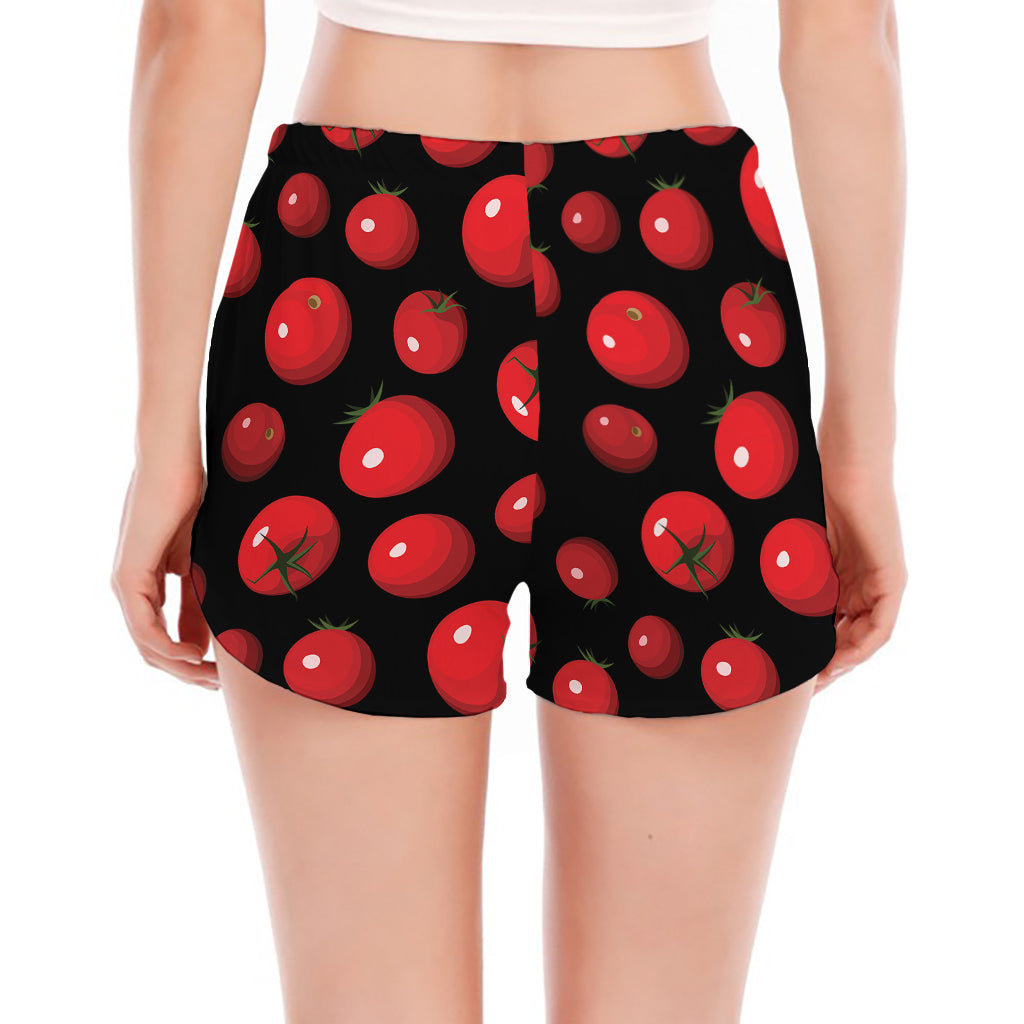 Red Tomato Pattern Print Women's Split Running Shorts