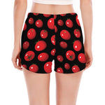 Red Tomato Pattern Print Women's Split Running Shorts