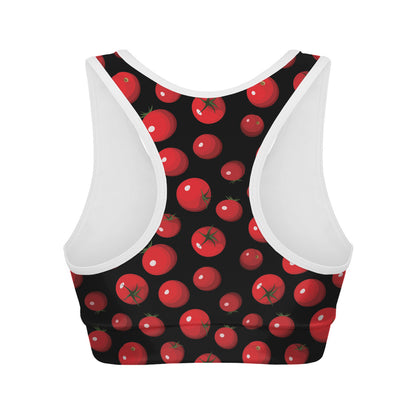 Red Tomato Pattern Print Women's Sports Bra