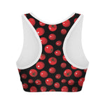 Red Tomato Pattern Print Women's Sports Bra