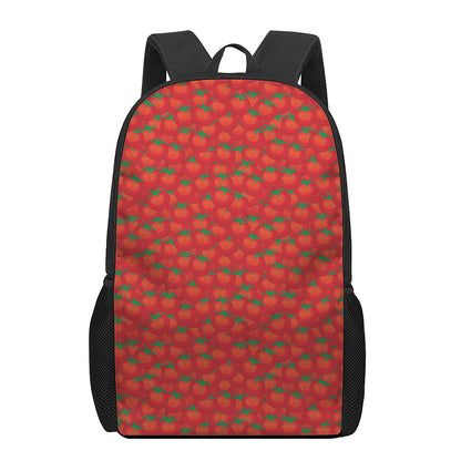 Red Tomatoes Pattern Print 17 Inch Backpack