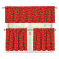 Red Tomatoes Pattern Print 3 Piece Kitchen Curtains