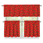 Red Tomatoes Pattern Print 3 Piece Kitchen Curtains