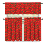 Red Tomatoes Pattern Print 3 Piece Kitchen Curtains