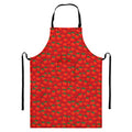 Red Tomatoes Pattern Print Bib Apron With Pocket