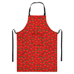 Red Tomatoes Pattern Print Bib Apron With Pocket