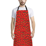 Red Tomatoes Pattern Print Bib Apron With Pocket