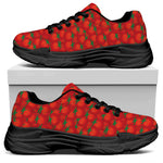 Red Tomatoes Pattern Print Black Chunky Shoes