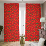 Red Tomatoes Pattern Print Blackout Pencil Pleat Curtains