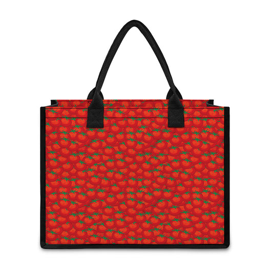 Red Tomatoes Pattern Print Canvas Tote Bag