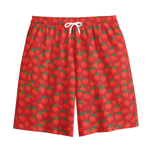 Red Tomatoes Pattern Print Cotton Shorts