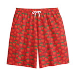 Red Tomatoes Pattern Print Cotton Shorts