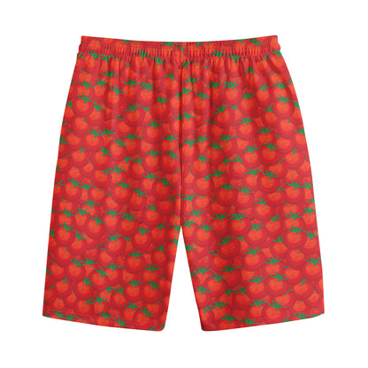 Red Tomatoes Pattern Print Cotton Shorts