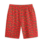 Red Tomatoes Pattern Print Cotton Shorts
