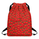Red Tomatoes Pattern Print Drawstring Backpack